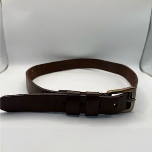 Unbranded Men’s Brown Leather Belt Size 31–33 Solid Brass Buckle Argentina